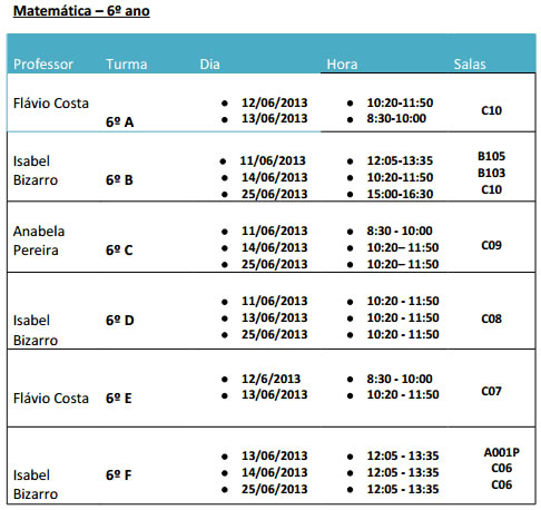 aulas preparacao exames calendario 2013 02