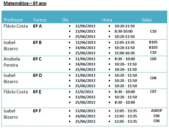 aulas preparacao exames calendario 2013 05